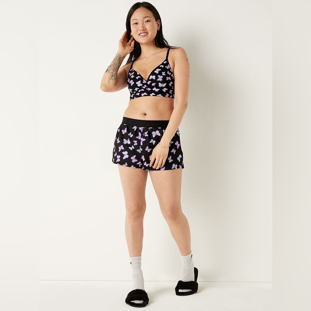 PINK Purple Butterfly Print Sleep Shorts XS